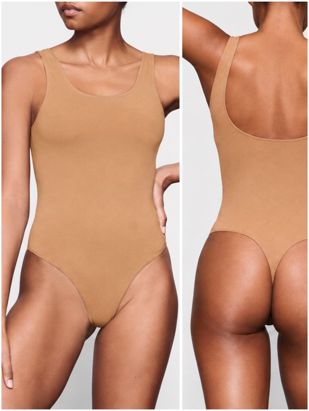 SKIMS Fits Everybody Square Neck Thong Bodysuit Clay Large NWT Shapewear - Picture 1 of 9